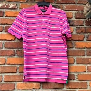 U.S. Polo Assn. Hot Pink Polo with Blue & White Stripes Size L